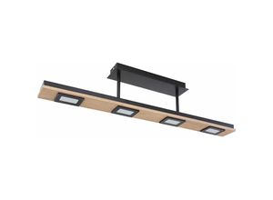 4059157186163 - Etc-shop - eckenleuchte Holz 4 flammig Holzlampe Decke modern Küchenlampe led Deckenlampe dunkelbraun Metall schwarz Glas satiniert 4x 5W 4x 420 lm