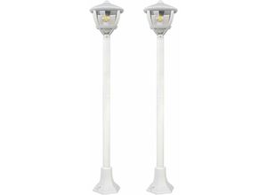 4059157187559 - Etc-shop - Stehleuchte Stehlampe Außen Aluminium weiß matt Kunststoff klar Designlampe Außenbereich IP44 1x E27 max40W h 100 cm 2er Set