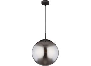 4059157188679 - Etc-shop - Decken Hängeleuchte Glaskugel Pendelleuchte Rauchglas Kugelleuchte pendelnd Metall schwarz matt 1x E27 DMxHöhe 30x120cm Wohnzimmer