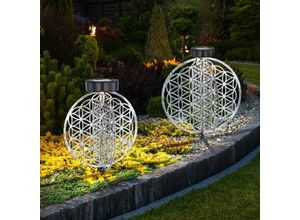 4059157189003 - Kugel Solarleuchten für Außen Kugelleuchten Garten Solar Solarlampe orientalisch Kugel Lichteffekt Muster Lebensblume 1x led h 31-41 cm 2er Set