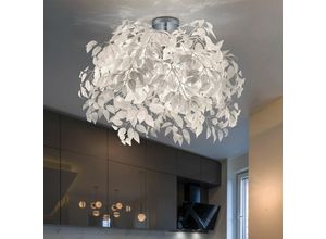 4059157189225 - Etc-shop - Deckenleuchte Blätter Beleuchtung Wohnzimmer Deckenlampe im Blüten Design Chrom weiß rund 3x E14 DxH 70x73 cm