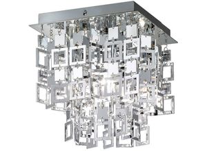 4059157189409 - Etc-shop - Deckenleuchte mit Behang quadratische Chrom Deckenlampe IP20 1x E27 LxBxH 24x24x26cm Wohnzimmer Esszimmer Schlafzimmer