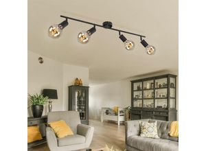 4059157189553 - Deckenleuchte Deckenlampe Spotlampe Deckenstrahler Wohnzimmer 4 flammig Spots beweglich Metall schwarz 4x E27 Fassungen LxBxH 80x85x155cm