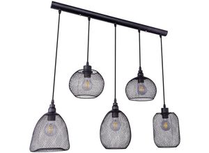 4059157189591 - Etc-shop - Vintage Käfig Hängeleuchte Gitter Pendelleuchte Metall schwarz Hängelampe 5x E27 LxBxH 89x20x120cm Wohnzimmer Esszimmer