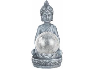 4059157189829 - Etc-shop - led Solarleuchte Buddha Figur mit crackle Glaskugel Garten Terrassen Dekoration farbwechsel 1x led warmweiß h 195 cm