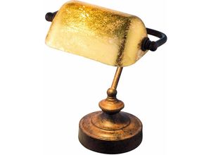 4059157189980 - Etc-shop - Tischleuchte Tischlampe Beistellleuchte Bankerleuchte Leselampe Metall rostfarben Blattgold 1x E14 Fassung LxBxH 19x165x24 cm
