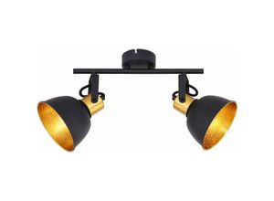 4059157190269 - Etc-shop - Deckenleuchte 2-flammig Metall schwarz-gold Esszimmer Design Deckenlampe mit beweglichen Spots Lichtschiene 2x E14 LxBxH 30x12x19 cm