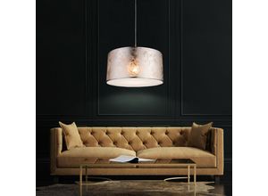 4059157190337 - Etc-shop - Pendelleuchte Esstischleuchte silber Hängeleuchte Küchenlampe Textil rund 40 cm 1x E27 h 140 cm