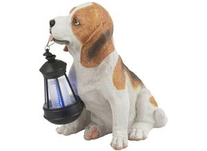 4059157191532 - Etc-shop - Solar Hund Gartenskulptur für Außen Terrassen Gartendeko Figur Skulptur Akku Kunststoff braun weiß 1x led 3000K BxH 15x245 cm