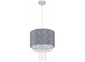 4059157192157 - Etc-shop - Hängeleuchte Deckenlampe led Wohnzimmer hängend Pendelleuchte mit Kristall Lichteffekt Samt grau 1x E27 1x 11W 1x 1055lm 3000K DxH 35 x