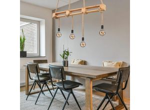 4059157192737 - Etc-shop - Decken Pendelleuchte 4 flammig Holzbalken Hanfseil Hängelampe Pendellampe 4x E27 LxBxH 120x10x120cm Wohnzimmer Esszimmer