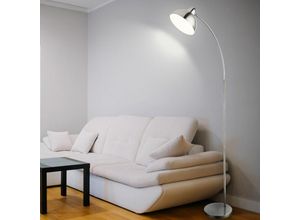 4059157193888 - Etc-shop - Bogenstehleuchte chrom Stehlampe gebogen schwenkbar Standleuchte Wohnzimmer mit Schalter Innen weiß 1x E27 h 155 cm