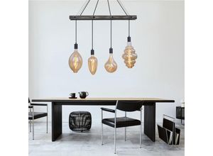 4059157197046 - Etc-shop - Decken Pendelleuchte aus Holz 4 flammig Hängeleuchte schwarz matt Esstischleuchte 4x E27 LxBxH 90x9x120cm Wohnzimmer Esszimmer