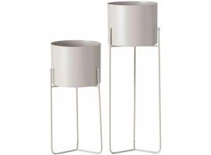 4059157197176 - Etc-shop - 2er Set Pflanzen Ständer Töpfe Wohn Zimmer Blumen Kübel rund Eisen grau