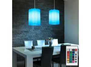 4059157198531 - Etc-shop - Pendelleuchte Hängelampe Hängeleuchte Deckenpendel Wohnzimmer Beleuchtung dimmbar Fernbedienung weiß gewellter Lampenschirm 1x rgb