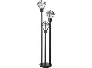 4059157199019 - Stehlampe Wegeleuchte Außenstehleuchte Retro Gitter Standleuchte 3 flammig Edelstahl Metall schwarz Kunststoff klar 3x E27 LxH 44x2x170 cm