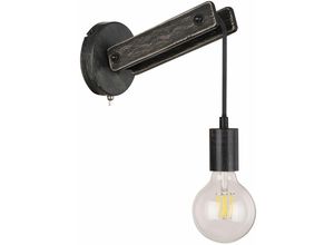 4059157199873 - Etc-shop - Wandlampe Vintage Leuchte Industrial Vintage Wandleuchte Holz Innen mit Kippschalter 1x E27 LxBxH 235 x 12 x 195 cm