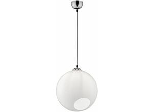 4059157203532 - Etc-shop - Hängelampe Pendelleuchte Glaskugel Chrom Deckenleuchte rund Esstischlampe mit seitlicher Öffnung weiß silber 1x E27 DxH 35x150 cm