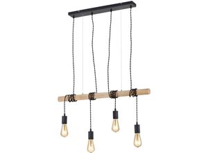 4059157204386 - Etc-shop - Hängeleuchte Holzbalken Hängelampe Retro Holz Esszimmerlampe Pendelleuchte 4 flammig Kabel schwarz 4x E27 LxBxH 90 x 15 x 150 cm