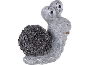 4059157206144 - Etc-shop - Solar Gartenskulptur für Außen Gartendeko Schnecke Figur Skulptur grau Akku Kunststoff 2x led 3000K LxBxH 195x105x20 cm