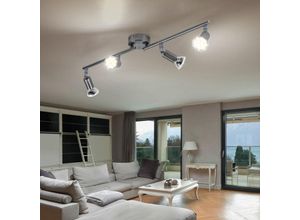 4059157206700 - Etc-shop - Spotleiste led Deckenleuchte Wohnzimmer Deckenlampe 4 flammig Metall silber 4x 3W 4x 280lm warmweiß l 60 cm