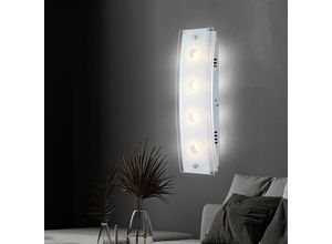 4059157210486 - Etc-shop - Wandlampe Wandleuchte Wohnzimmerlampe Flurleuchte 4 Flammig Kristalle klar Glas Chromstreifen weiß led 5W 400Lm warmweiß LxB 33x9cm