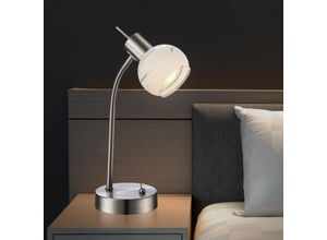 4059157216563 - Tischlampe led Nachttischleuchte Schlafzimmerlampe Tischleuchte Wohnzimmerlampe flexibel nickel matt Glas 5W 320lm warmweiß LxBxH 22x22x34 cm