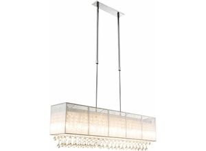 4059157226371 - Pendelleuchte Kristall Esstischlampe led Hängelampe Wohnzimmer Pendellampe höhenverstellbar 75-120 cm Seide Glas Chrom 8x 3W 8x 280lm warmweiß LxH