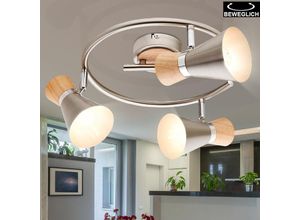 4059157226708 - Spotleuchte Spotrondell Deckenstrahler Deckenleuchte Lampe Wohnzimmer Spots beweglich 3 flammig Chrom Holz braun nickel matt 3x E14 Fassungen DxH