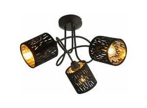 4059157227811 - Etc-shop - Deckenleuchte schwarz gold Wohnzimmerlampe Deckenlampe 3 flammig Metall Samt 3x E14 DxH 46x275 cm