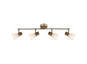 4059157229501 - Etc-shop - Decken Lampe Altmessing Leuchte Holz Spot Beweglich Glas Opal Wohn Schlaf Zimmer