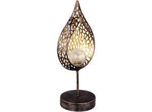 4059157237698 - Etc-shop - led Solar Tisch Leuchte Feuer Effekt Garten Deko Tropfen gold Außen Lampe Crackle Glas