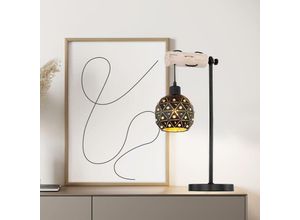 4059157245068 - Etc-shop - Tischlampe Tischleuchten Schlafzimmerleuchte Holz mit Kristallschirm in Kugelform höhenverstellbar Metall 1x E27 LxBxH 34x18x55 cm