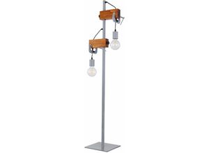 4059157245327 - Etc-shop - Retro Stehlampe Vintage Industrial Stehleuchte Holz Wohnzimmer Stehlampe 2 flammig E27 Schraubzwingen Metall verzinkt h 140 cm