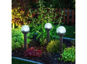 4059157245839 - Solarlampe Deko Außenleuchte Erdspieß Gartenlampe Glas Kugel Solar schwarz Kunststoff Akku 6-8h led warmweiß DxH 6x345 cm 3er Set