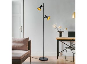 4059157246126 - Stehlampe Wohnzimmer Gelenkleuchte Deckenfluter Stehleuchte schwarz gold mit Fußschalter Metall verstellbar 2x E14 BxTxH 335x2x144 cm