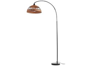 4059157246751 - Etc-shop - Stehlampe gebogen Wohnzimmer schwarz Bogenlampe schwarz Rattan Stehlampe Höhenverstellbar Schirm beweglich 1x E27 LxBxH 1015x40x193 cm