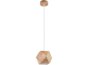 4059157248656 - Etc-shop - Holzleuchte Natur Wohnzimmerlampe Deckenleuchte hängend Pendelleuchte Boho Holz naturfarbig weiß eckig 1x GU10 Fassung DxH 12x120 cm