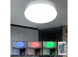 4059157248946 - Deckenleuchte mit Sternenhimmel Effekt Deckenlampe mit Farbwechsler rgb led 15 Watt warmweiß 580 Lumen dimmbar Fernbedienung 29x9cm Wohnzimmer