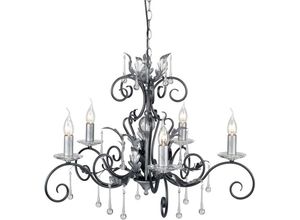 4059157250024 - Etc-shop - Kronleuchter Hängelampe Deckenleuchte Stahl Schwarz Silber d 73cm Esszimmerlampe