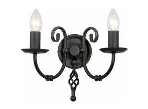 4059157250147 - Etc-shop - Wandleuchte Lampe Stahl Schwarz Klassisch h 185 cm 2 Flammig Kerzenleuchte