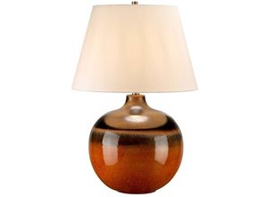 4059157252271 - Designleuchte Beistellleuchte Tischlampe Kunstseide Keramik creme braun-orange