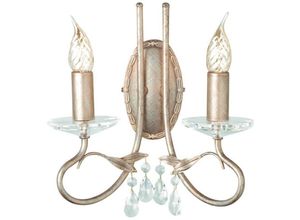 4059157252530 - Etc-shop - Wandlampe Leuchte Stahl Kristallglas Silber Gold h 295 cm Flurleuchte 2 Flammig