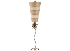 4059157254442 - Beistellleuchte Wohnzimmerleuchte Bodenlampe Blattgold taupe creme E27 Stahl