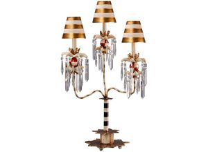 4059157254534 - Tischleuchte Beistelllampe Designleuchte Stahl Schwarzweiß Kristalle h 81 cm