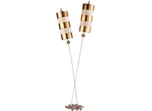 4059157254886 - Stehlampe Stehleuchte Wohnzimmerlampe Stahl Taupe Gold h 1981 cm 2 Flammig