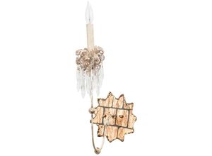 4059157255258 - Etc-shop - Wandlampe Leuchte Stahl Beige Gold h 47 cm Flurleuchte 1 Flammig Glaskristalle