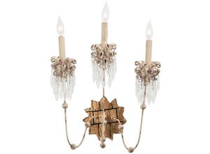 4059157255265 - Wandlampe Leuchte Stahl Beige Gold h 533 cm Flurleuchte 3 Flammig Glaskristalle