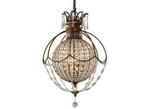 4059157255821 - Kronleuchter Designleuchte Hängelampe Deckenlampe Kugel-Design Kristalle Bronze