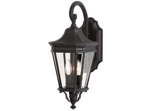 4059157256446 - Außenleuchte Wandlampe Laterne Antik alu Glas Schwarz h 521 cm Gartenlampe